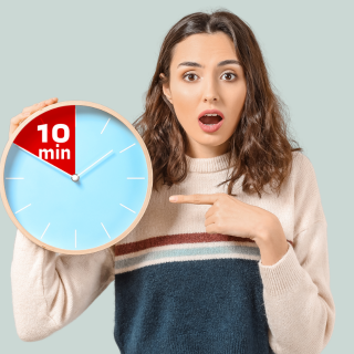 Woman with 10-minute timer