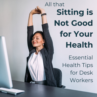 Decorative, woman sitting at desk stretching